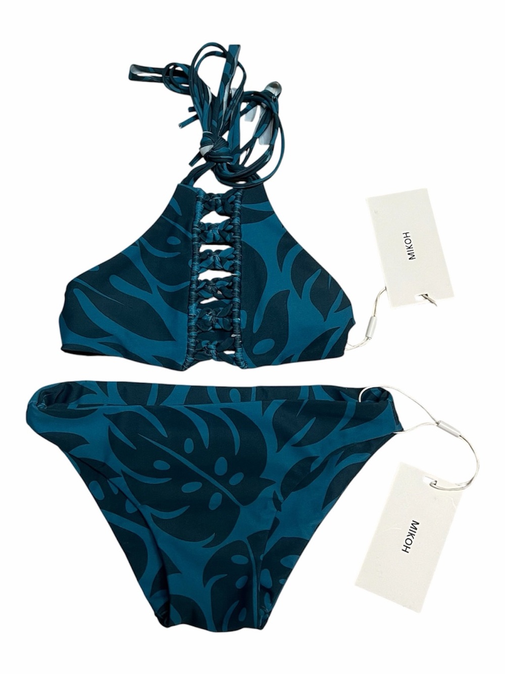 NEW Mikoh Mini Girl’s 2 piece swimsuit in Teal Black -Size Medium